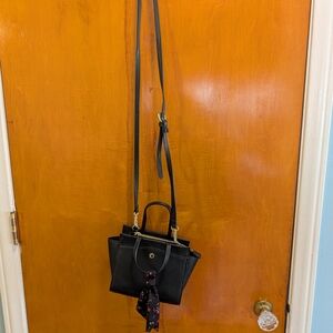 Steve Madden Black Crossbody Bag with Scarf Accent